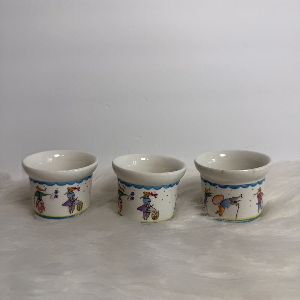 VTG Nice Mice By Habitat Set Of 3 Kids Children Egg Cups England Whimsical